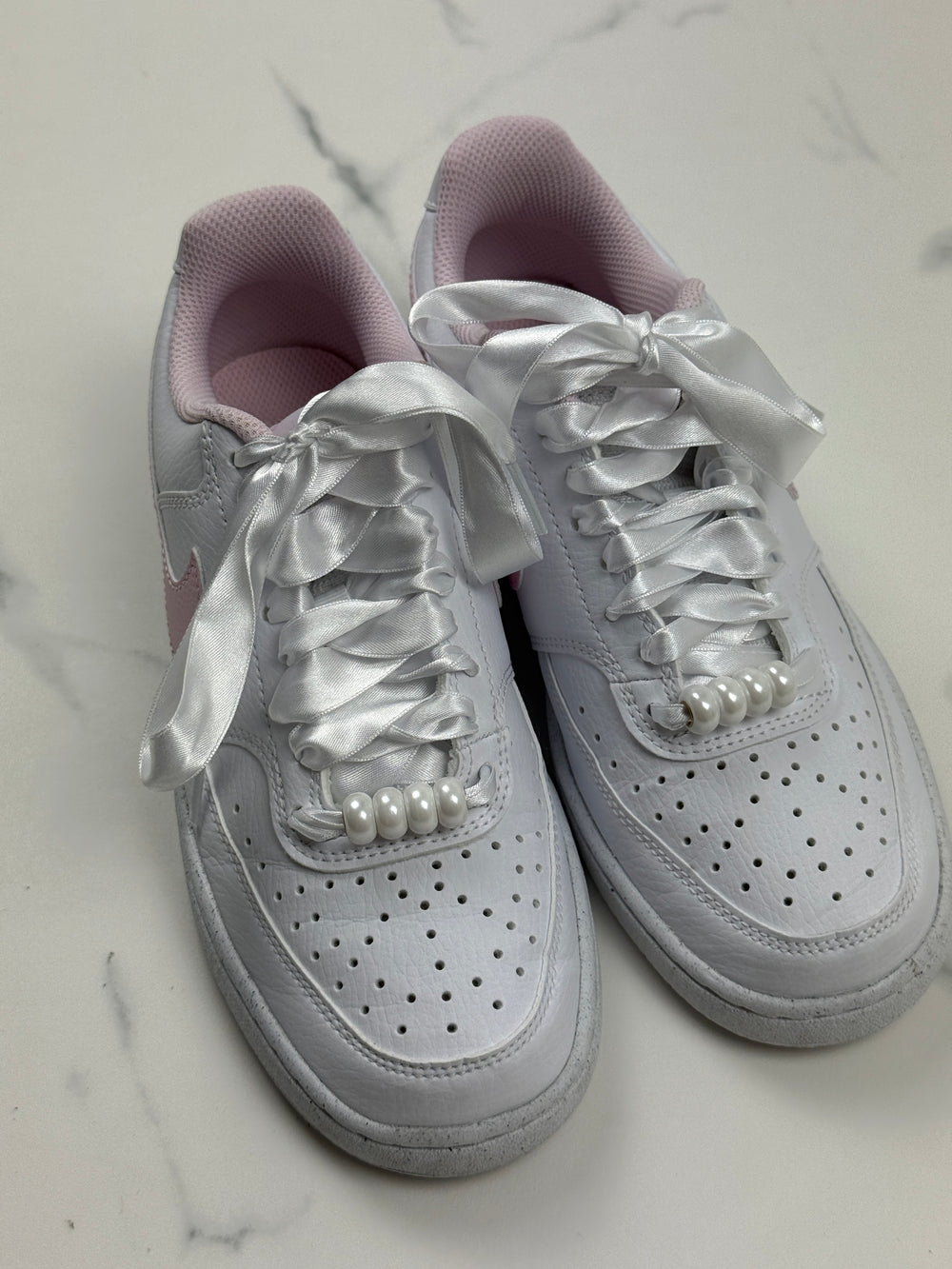 Nike Court Vision Low Damen Sneaker Weiß Rosa Gr. 36,5