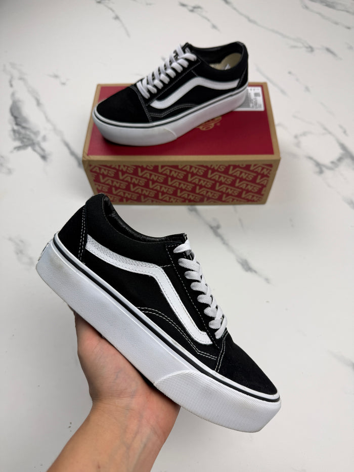 Vans Old Skool Platform Damen Sneaker Schwarz Weiß Gr. 38
