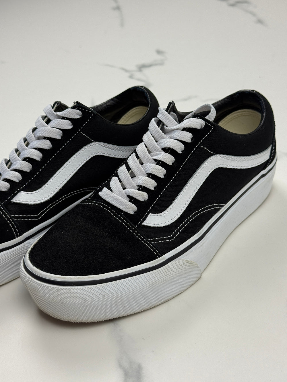 Vans Old Skool Platform Damen Sneaker Schwarz Weiß Gr. 38