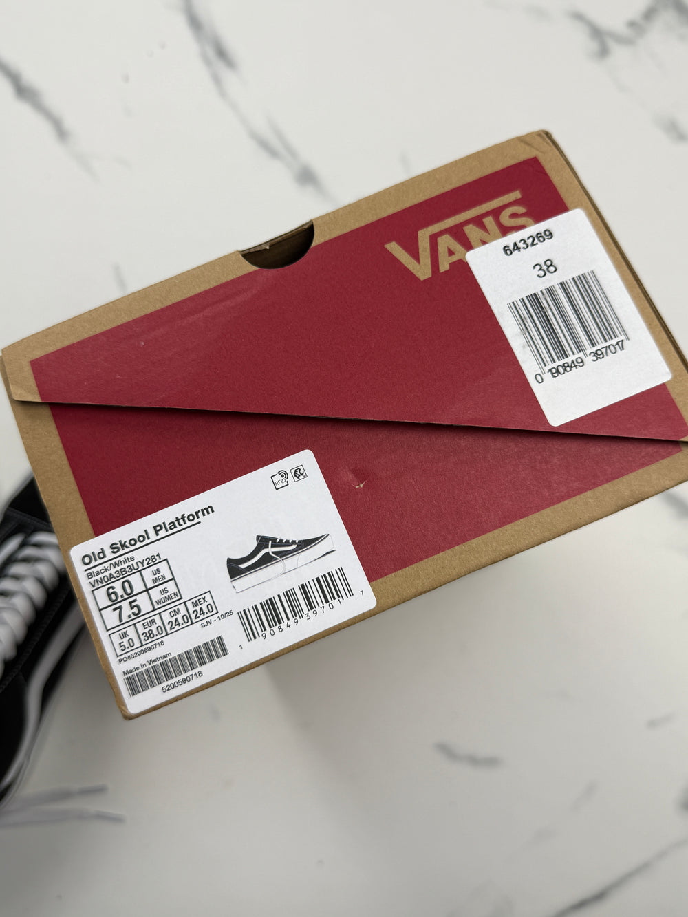 Vans Old Skool Platform Damen Sneaker Schwarz Weiß Gr. 38