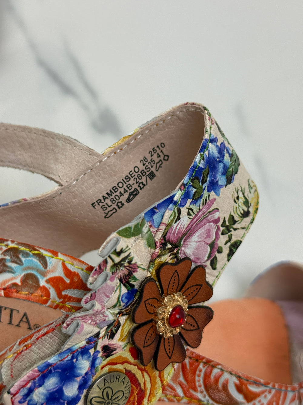 Laura Vita Framboiseo 26 Damen Leder Sandalen Coral Multicolor Gr. 41