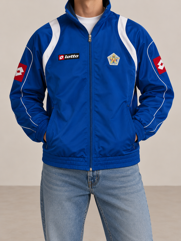 Lotto Herren Vintage Trainingsjacke Blau Weiß Gr. S Forza e Costanza 100% Polyester