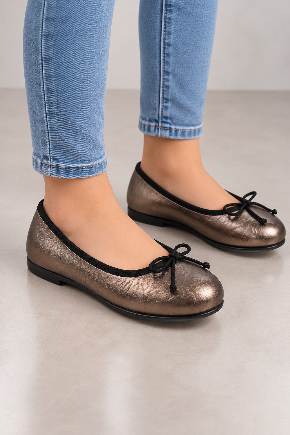 Unisa Kinder Ballerinas Pyrite Lightmetal Leder Gr. 34 Neu mit Etikett