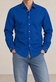 BOSS Herren Hemd Blau Gr. 39 Slim Fit 100% Baumwolle