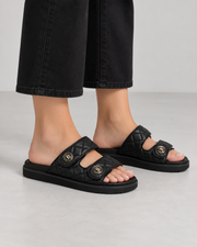 Badura Damen Pantoletten Schwarz Gesteppt Gr. 37