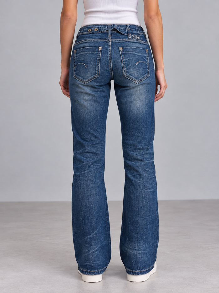 G-Star Damen Jeans Blau Gr. S W27 Bootcut 98% Baumwolle Made in Italy
