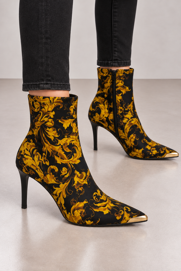 Versace Jeans Couture Damen Stiefeletten Barock Schwarz Gold Gr. 39